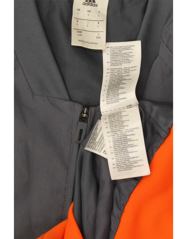 Męska kurtka bomber Adidas UK 40, duża, szara, z blokami kolorów, poliester