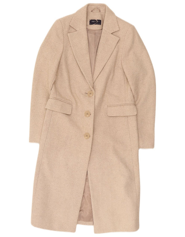 Marks & Spencer Damski płaszcz oversize UK 8 Small Beżowy w jodełkę