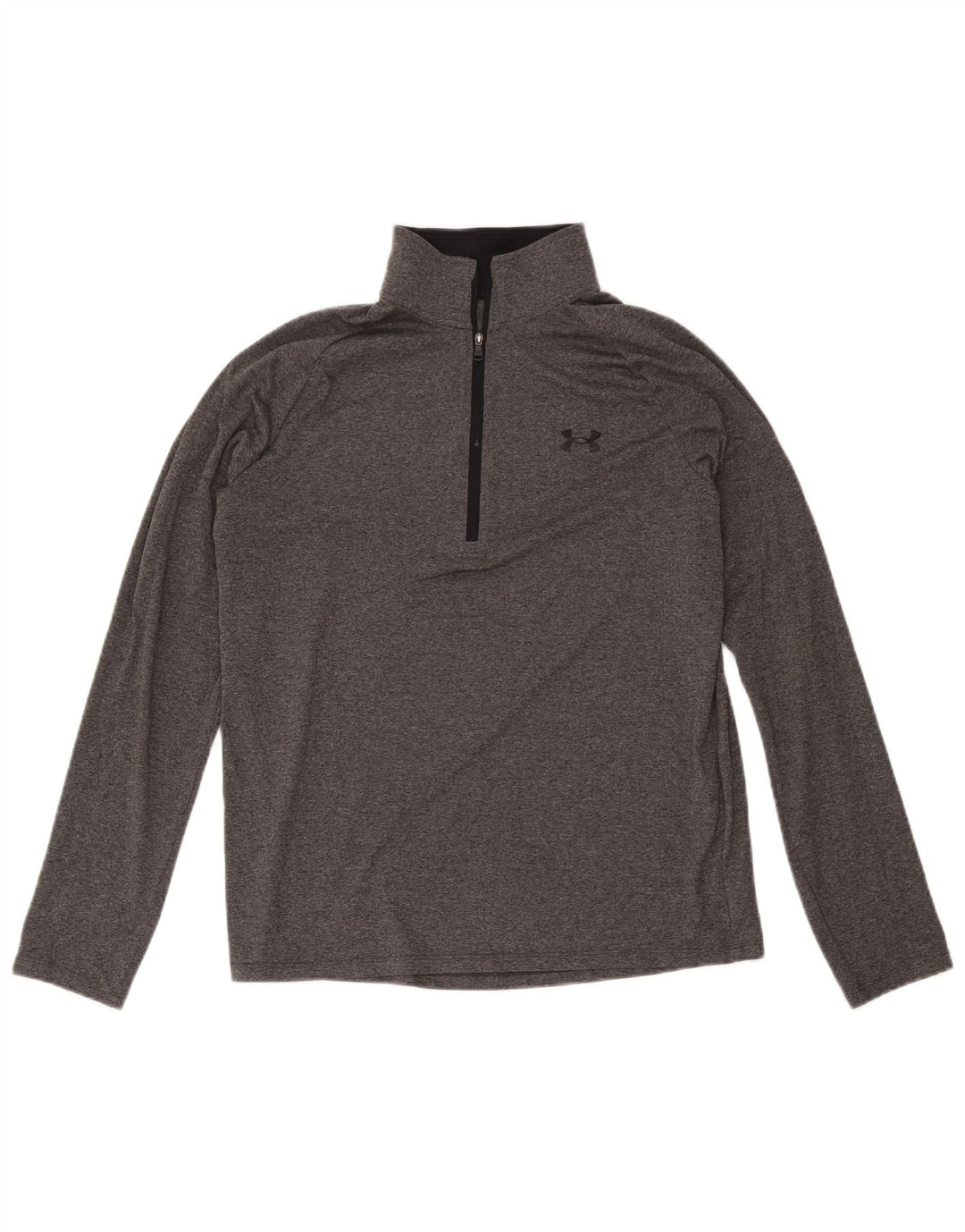 Męski top z długim rękawem i zamkiem błyskawicznym Under Armour, średnioszary, poliestrowy