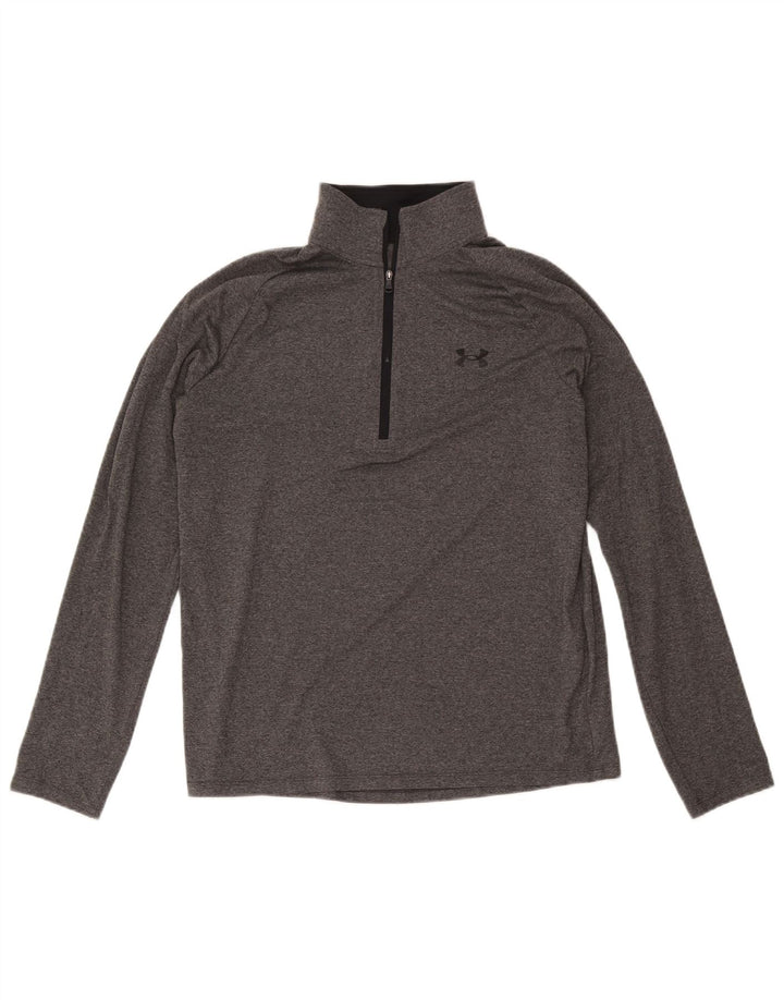 Męski top z długim rękawem i zamkiem błyskawicznym Under Armour, średnioszary, poliestrowy