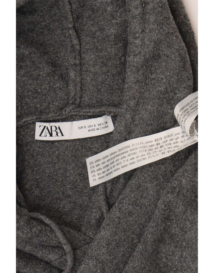 Damski sweter oversize z kapturem Zara UK 10, mały, szary poliester