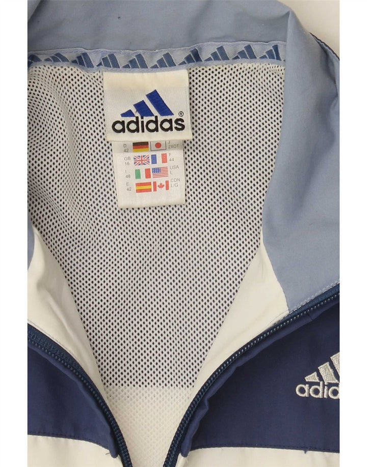Damska bluza dresowa Adidas Oversize UK 16, duża, biała, z blokami kolorów