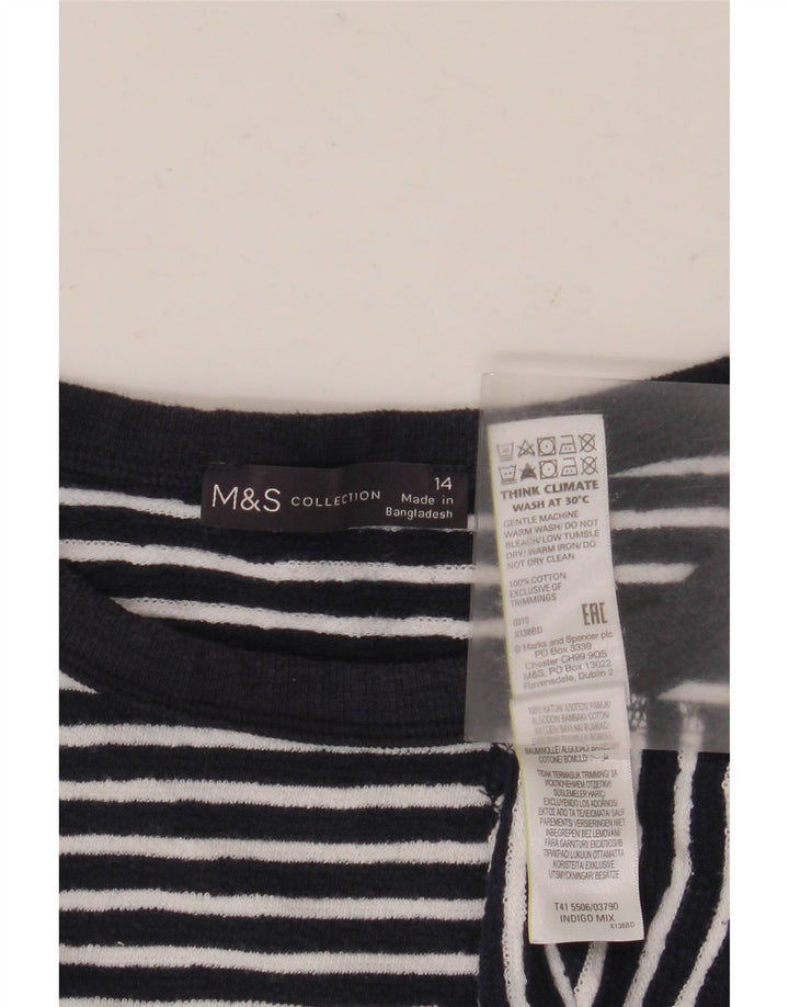MARKS & SPENCER Damski top z długim rękawem UK 14 w duże granatowe paski