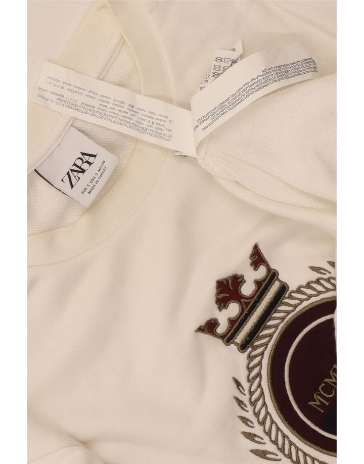 Męska bluza z grafiką Zara, mała, biała, bawełniana
