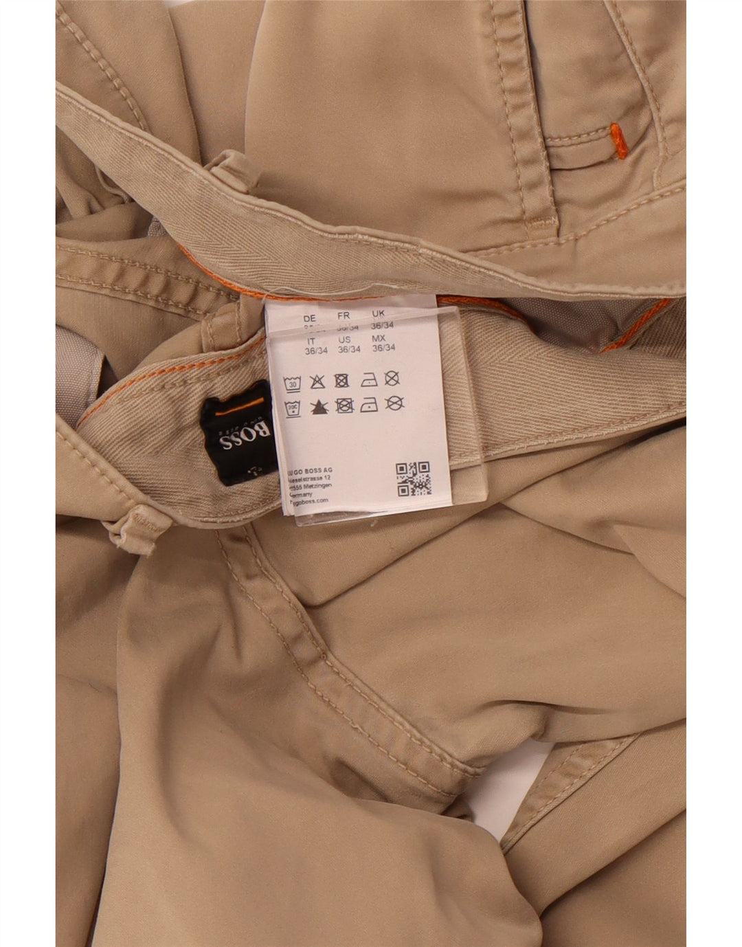 Męskie proste spodnie Chino HUGO BOSS W36 L34 Brązowa bawełna