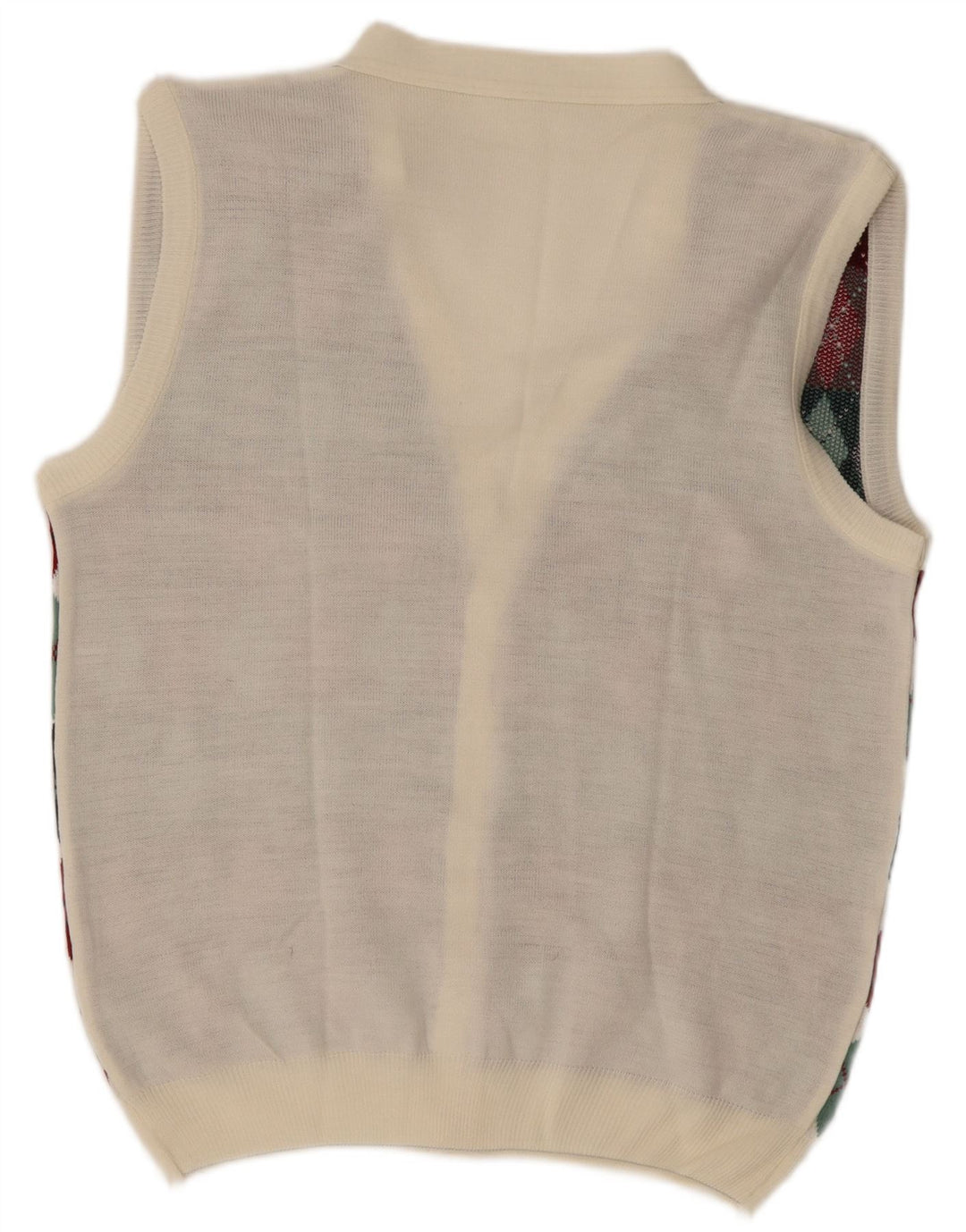 Vintage męski sweter bez rękawów, duży, biały, argyle/diament