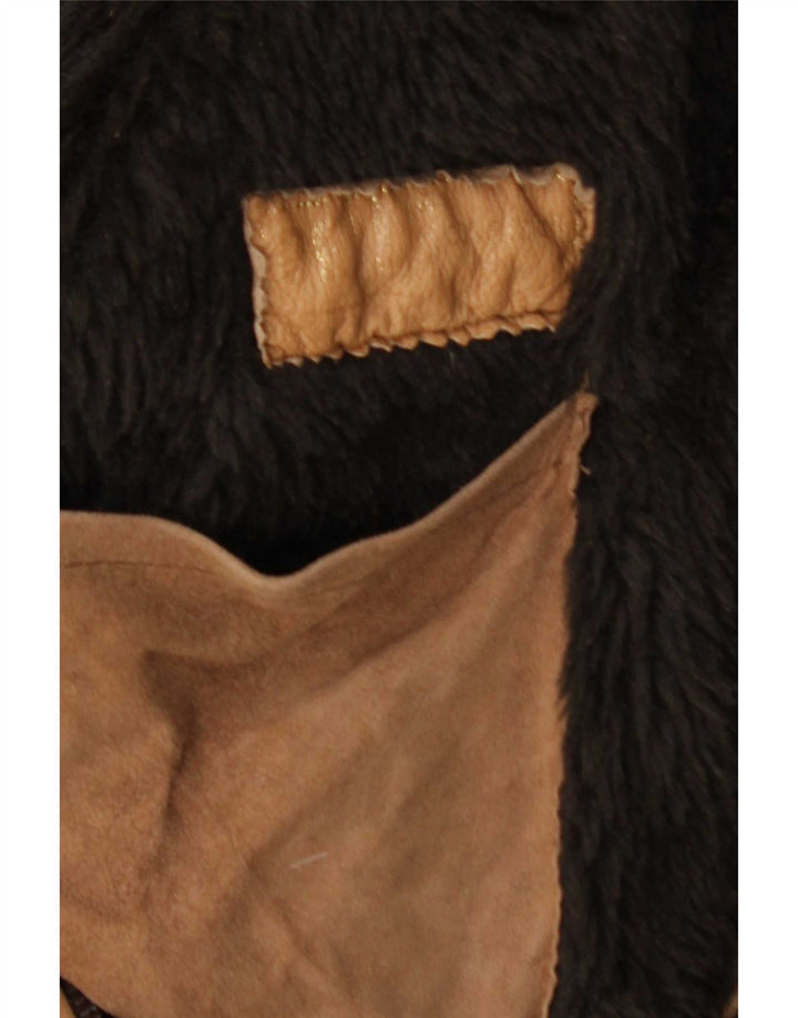 Vintage męska kurtka Shearling UK 38, średnia brązowa skóra