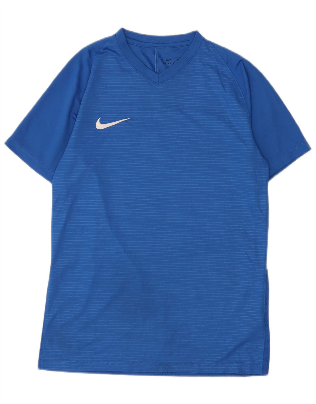 Męski T-shirt Nike Dri Fit z grafiką Top, średni niebieski, poliester w prążki