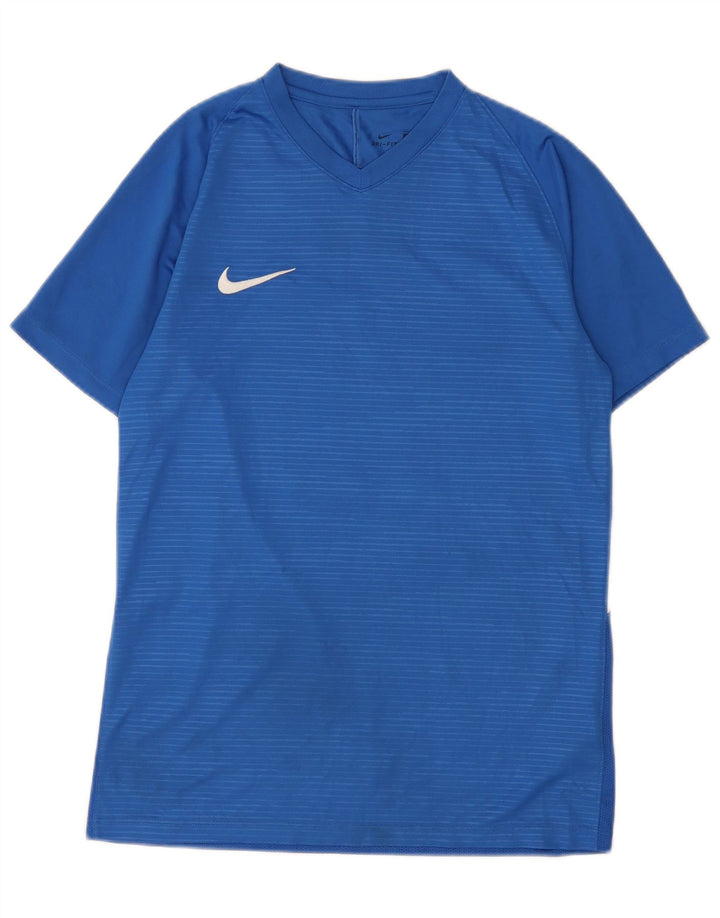 Męski T-shirt Nike Dri Fit z grafiką Top, średni niebieski, poliester w prążki