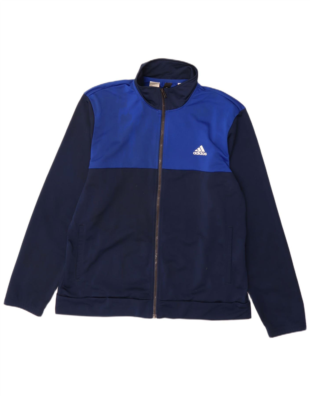 Męska kurtka dresowa Adidas, duża, granatowa, z blokami kolorów