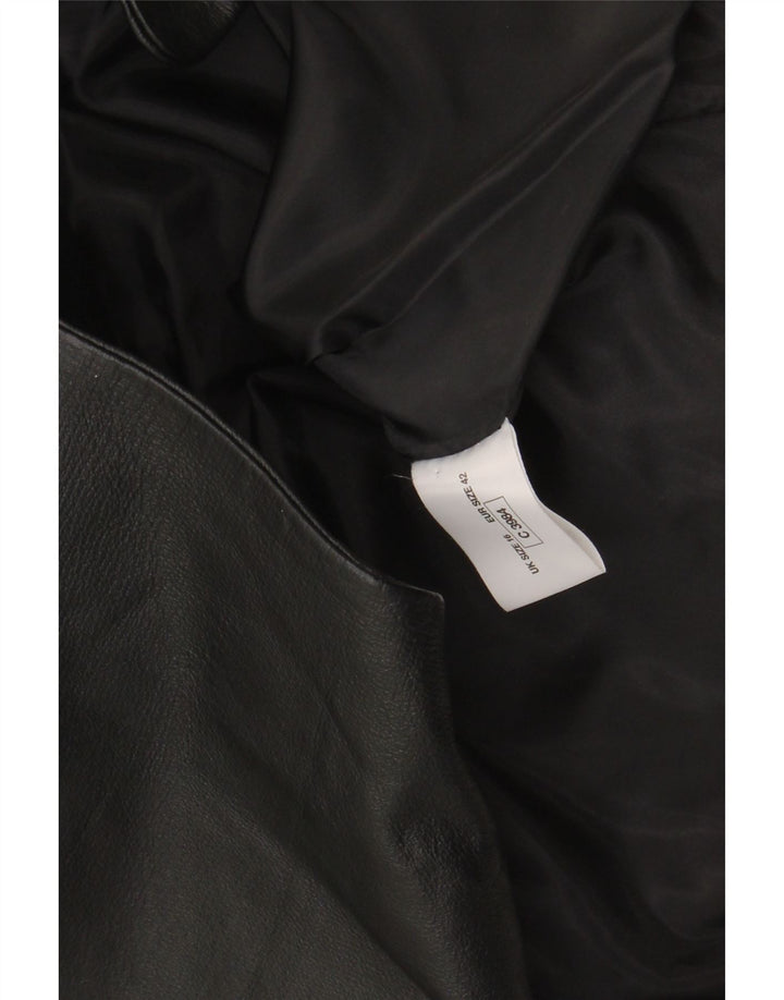 VINTAGE Womens Leather 2 Button Blazer Jacket UK 16 Large Black Leather Vintage Vintage and Second-Hand Vintage from Messina Hembry 