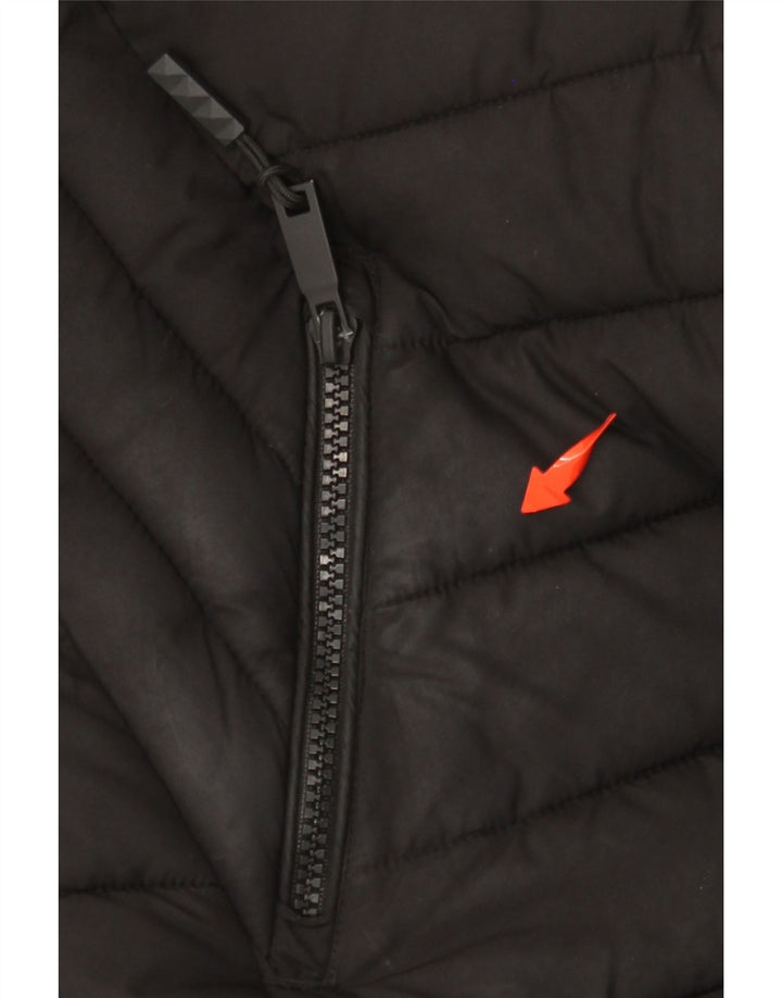 SUPERDRY Damski płaszcz ocieplany UK 12, średni czarny poliester