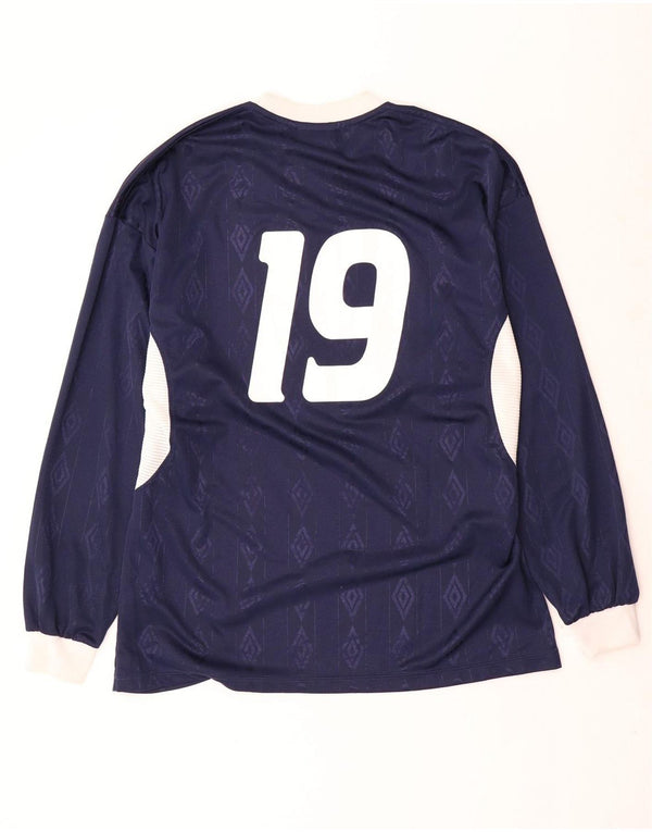 Umbro Mens Graphic Top Long Sleeve XL Navy Blue Geometric Polyester