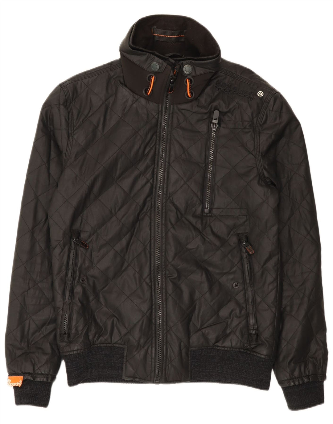 Męska pikowana kurtka bomber Superdry UK 40, duża, czarna nylonowa