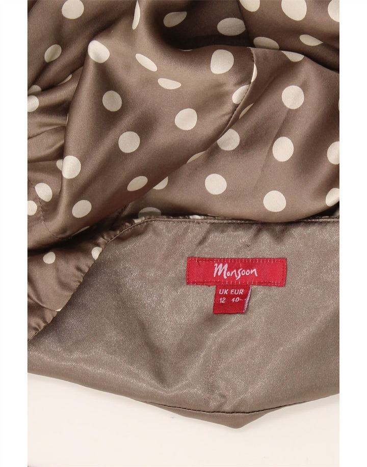MONSOON Womens Halter Dress UK 12 Medium Grey Polka Dot Silk