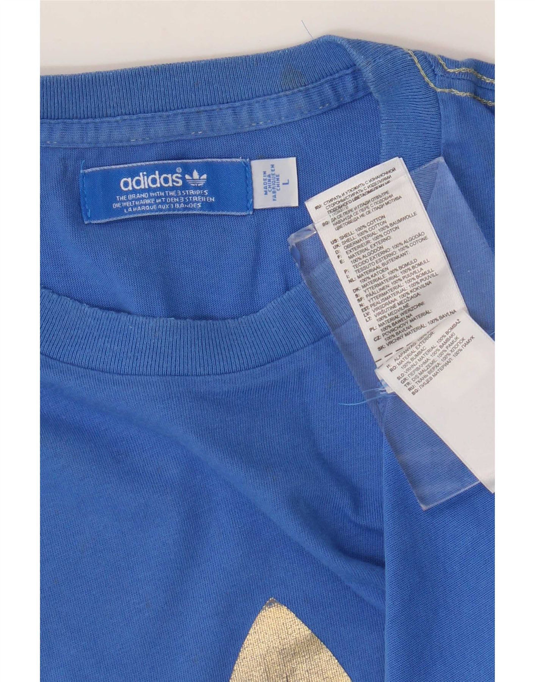 Męska koszulka z grafiką Adidas, duża, niebieska, bawełniana