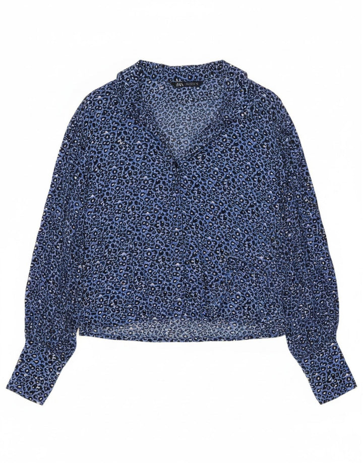 Koszula damska Zara UK 14 Średni niebieski z nadrukiem zwierzęcym