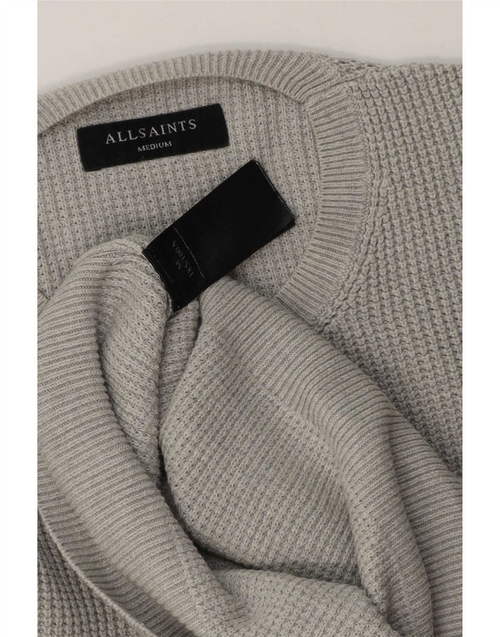 Męski sweter z okrągłym dekoltem All Saints, średnioszary, bawełniany