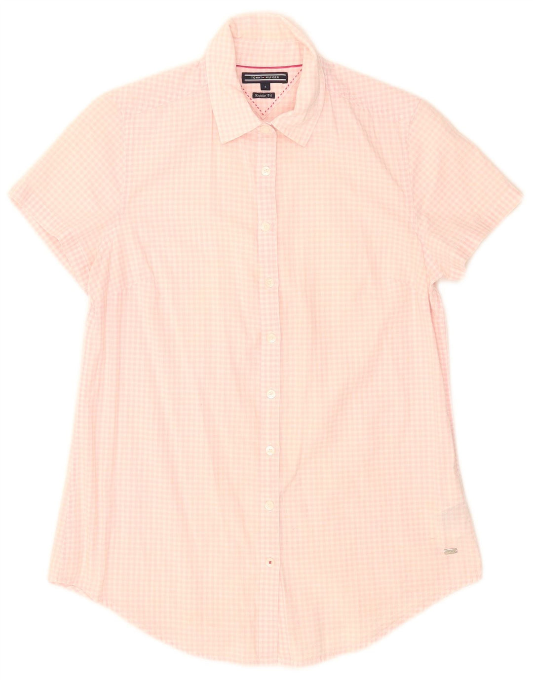 Damska koszula z krótkim rękawem Tommy Hilfiger US 4 Small Pink Gingham