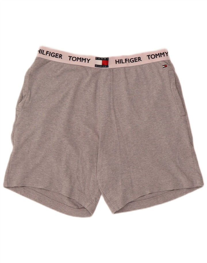 Męskie spodenki sportowe Tommy Hilfiger z grafiką, średnioszare, bawełniane