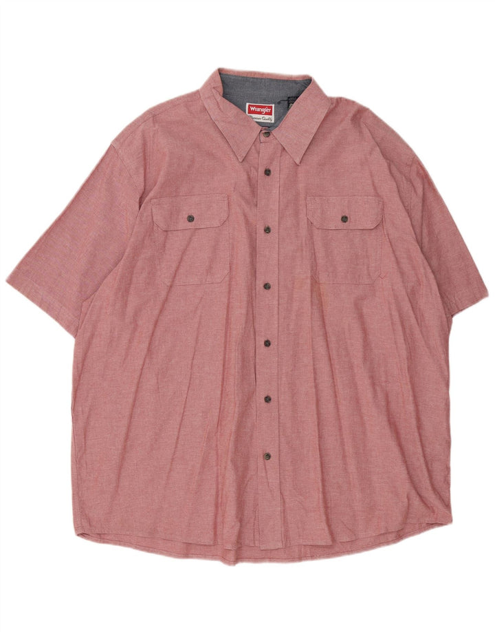 Koszula męska z krótkim rękawem Wrangler 2XL, różowa, bawełniana