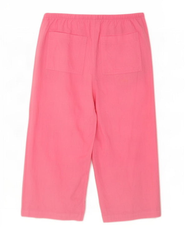 Marks & Spencer Womens Wide Leg Capri Trousers UK 16 Large W34 L20 Pink