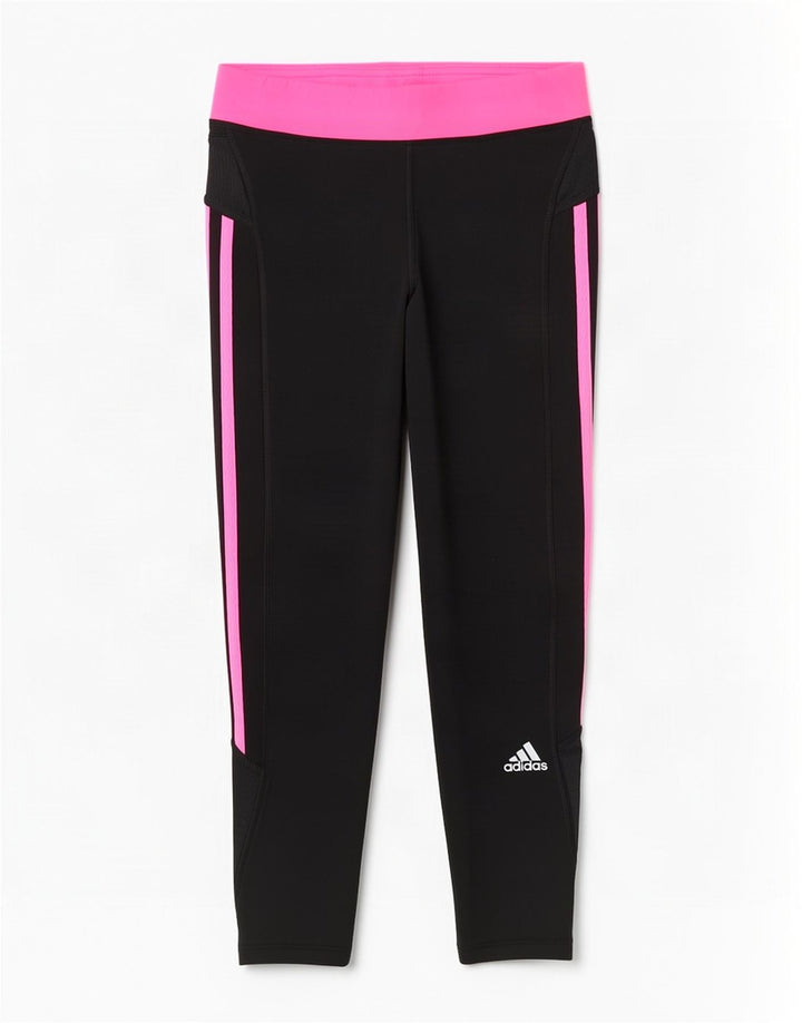 Damskie legginsy Adidas Capri UK 10, mały, czarny, poliester z blokami kolorów
