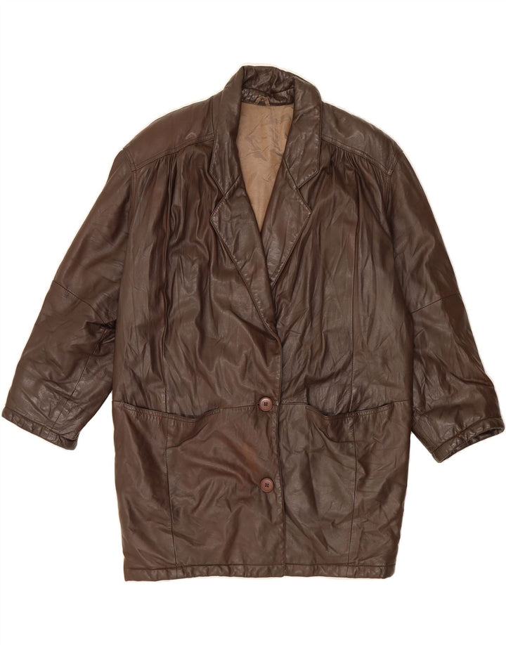 CONBIPEL Womens Leather Coat UK 20 2XL Brown Leather Vintage Conbipel and Second-Hand Conbipel from Messina Hembry 