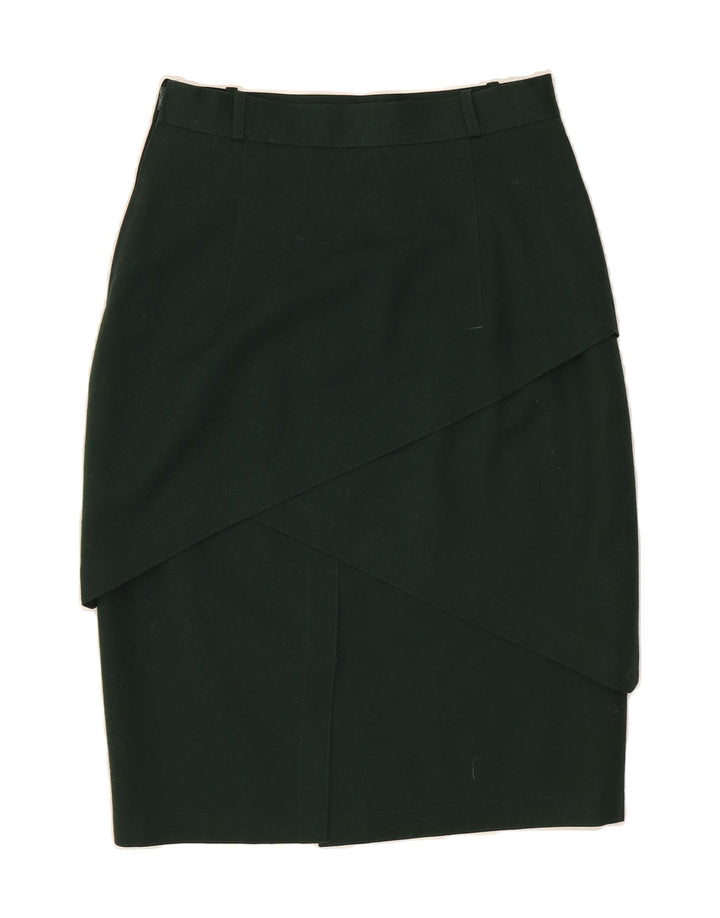 VINTAGE Womens Pencil Skirt EU 38 Medium W29 Green New Wool Vintage Vintage and Second-Hand Vintage from Messina Hembry 