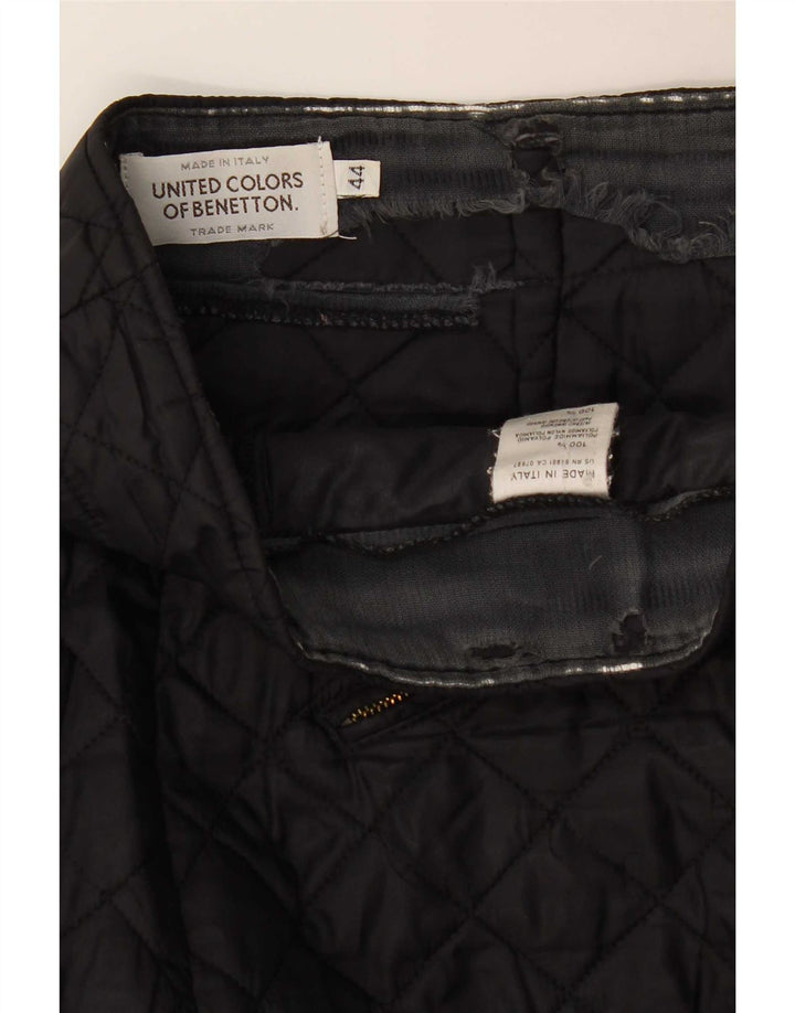 Damska pikowana spódnica mini Benetton IT 44 Medium W30 Czarny poliamid