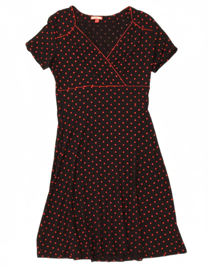 JOE BROWNS Womens A-Line Dress UK 12 Medium  Black Polka Dot