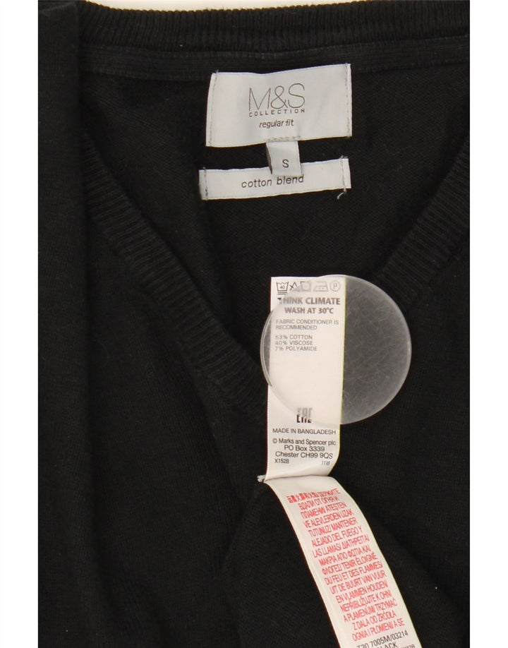 Marks & Spencer Damski sweter o regularnym kroju z dekoltem w kształcie litery V, UK 10, mały, czarny