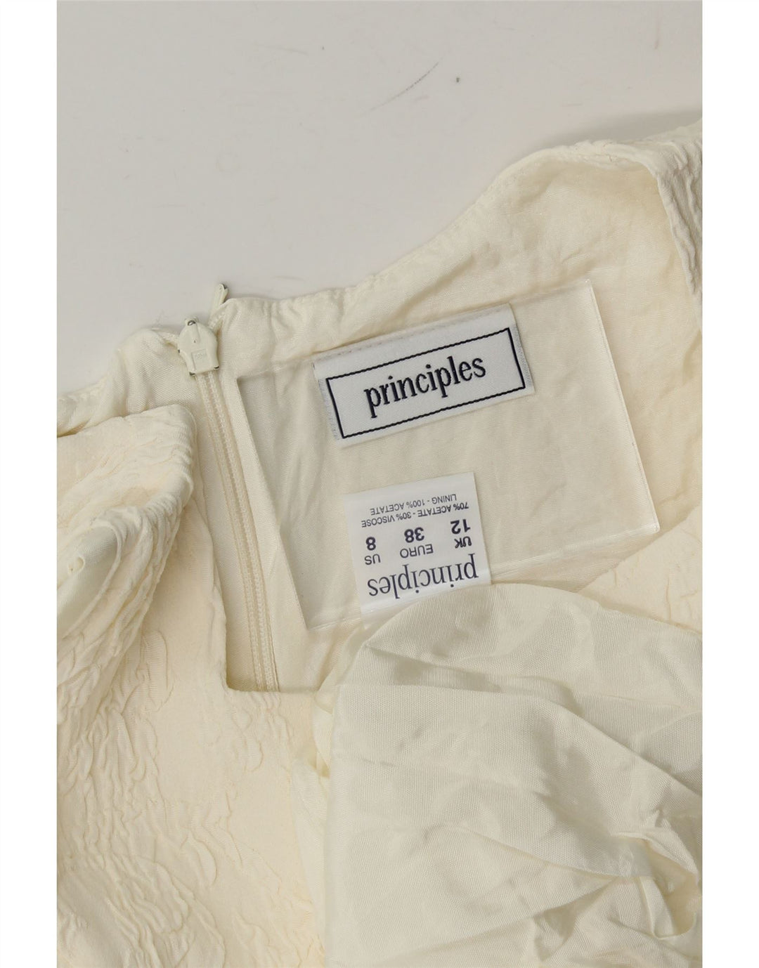 PRINCIPLES Womens Sleeveless Sheath Dress UK 12 Medium Off White Acetate Vintage Principles and Second-Hand Principles from Messina Hembry 