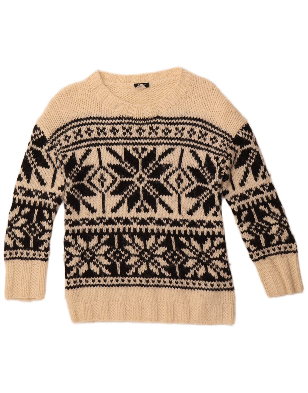 Damski sweter J. Crew z dekoltem w łódkę UK 12 Średni Off White Fair Isle