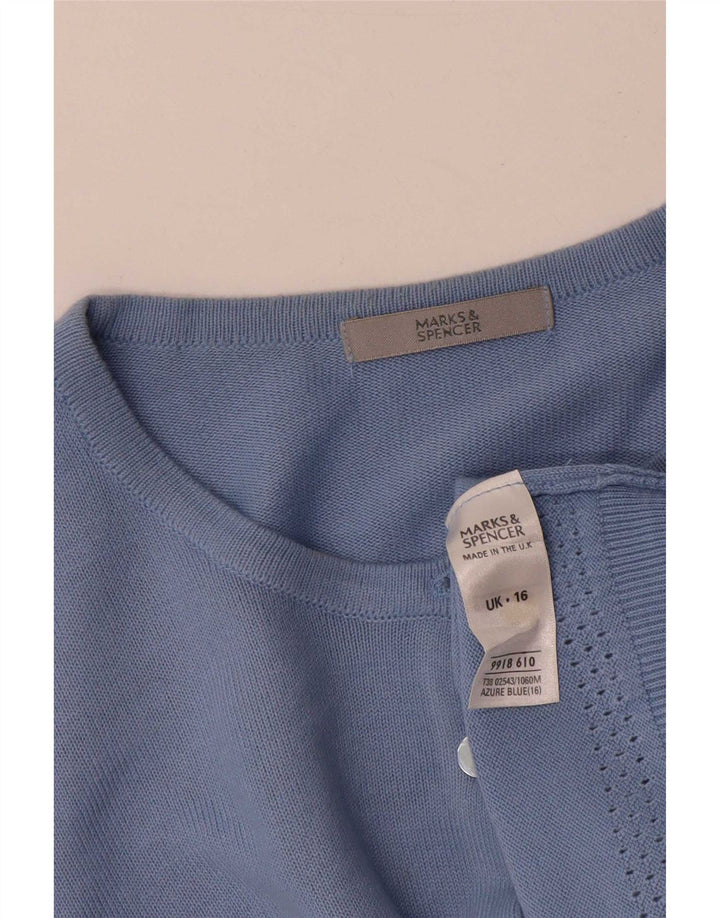 Marks & Spencer Damski sweter kardigan UK 16, duży niebieski akryl