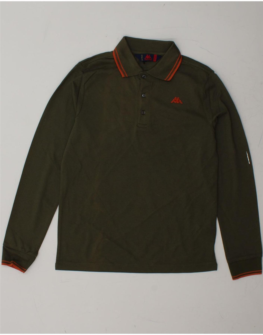 Męska koszulka polo KAPPA z długim rękawem, mała, bawełniana w kolorze khaki