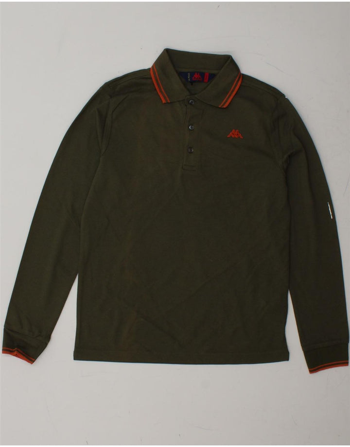Męska koszulka polo KAPPA z długim rękawem, mała, bawełniana w kolorze khaki
