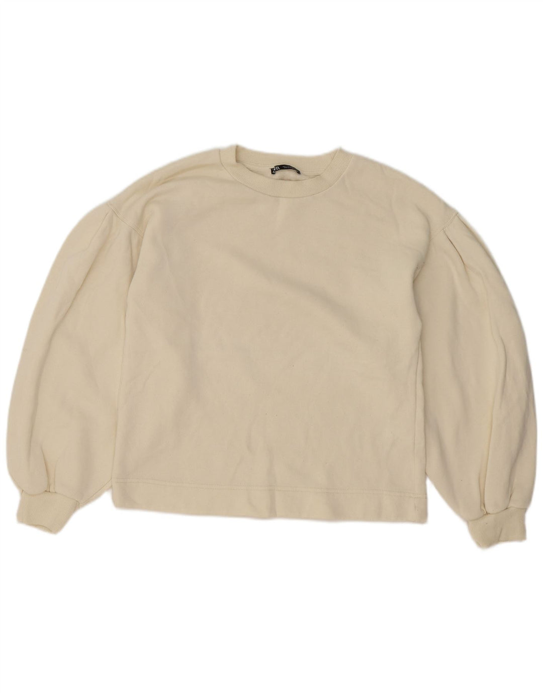 Damski sweter oversize Zara UK 10, mały, z białej bawełny