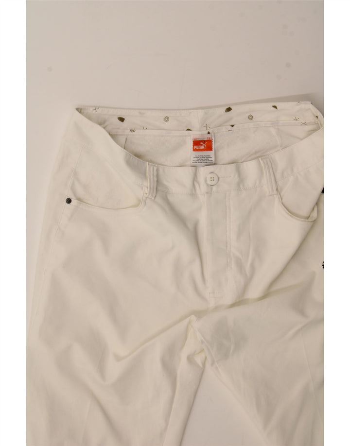 PUMA Womens Straight Casual Trousers W32 L30 White Polyester Vintage Puma and Second-Hand Puma from Messina Hembry 