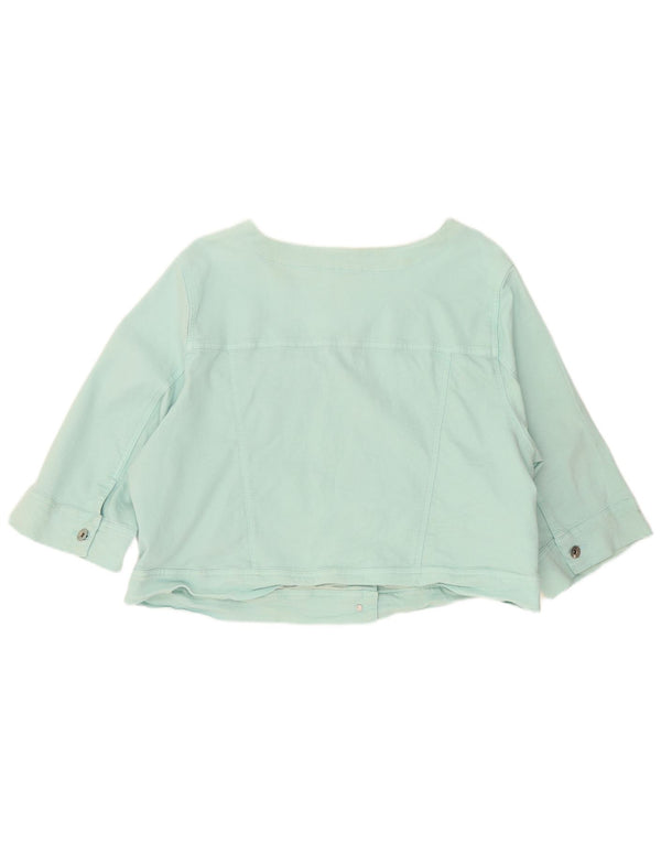Marks & Spencer Damska kurtka dżinsowa z krótkim rękawem 3/4, UK 22 3XL, turkusowa