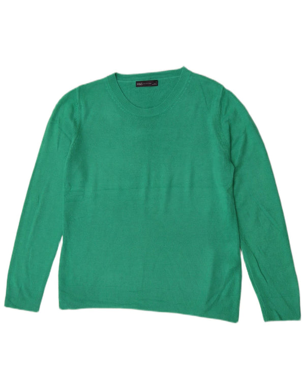 Marks & Spencer Damski sweter z dekoltem w łódkę, UK 12, średni zielony akryl
