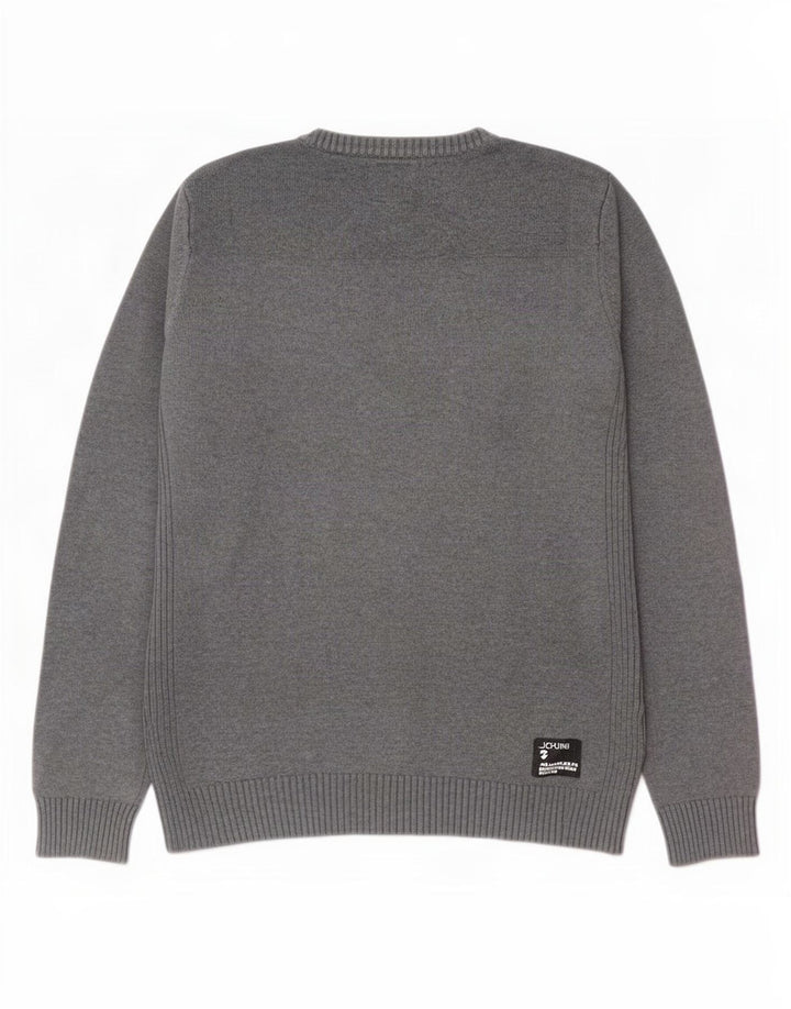 Męski sweter Jack & Jones z dekoltem w kształcie litery V, średnioszary, bawełniany