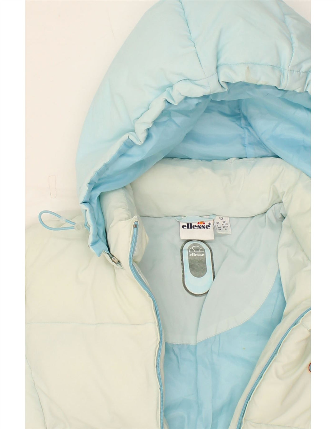 ELLESSE Womens Hooded Padded Coat UK 10 Small Blue Polyester Vintage Ellesse and Second-Hand Ellesse from Messina Hembry 