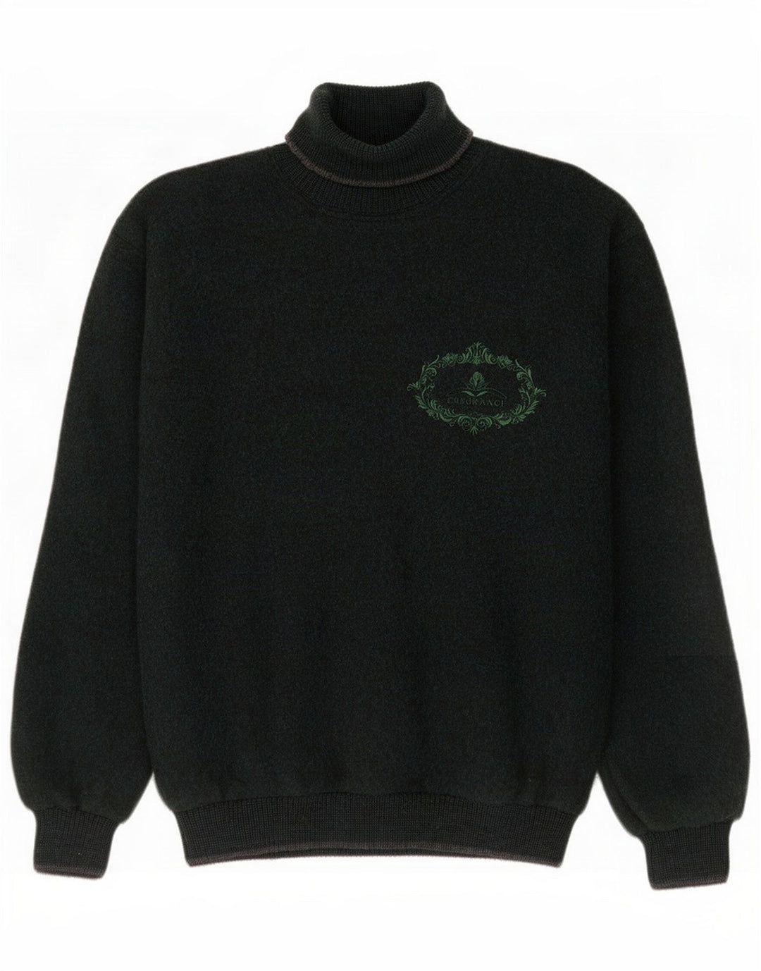 Męski sweter z golfem w stylu vintage, średnio zielony