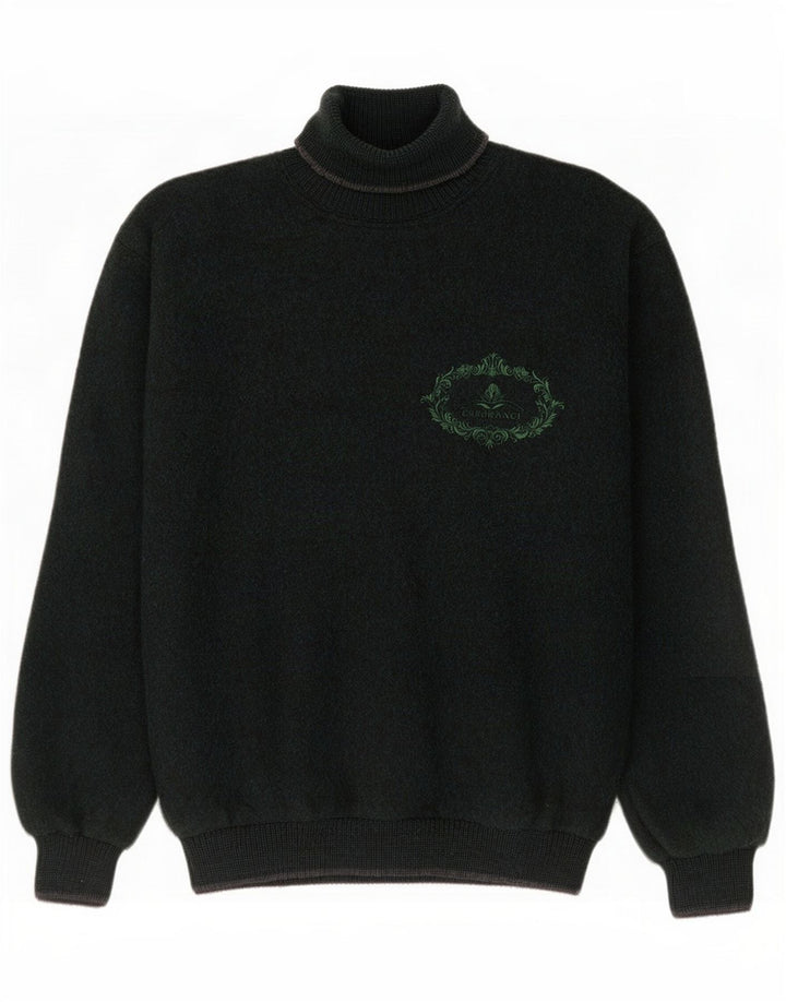 Męski sweter z golfem w stylu vintage, średnio zielony