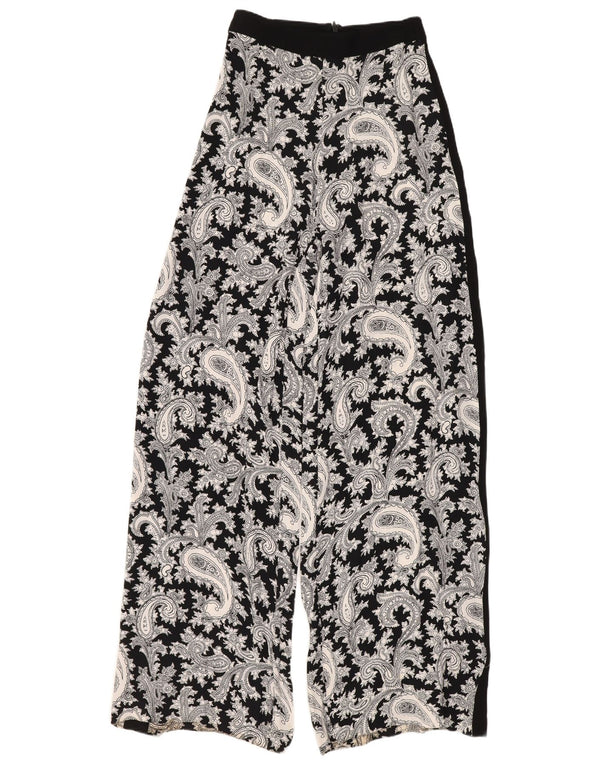 Damskie spodnie z wysokim stanem French Connection UK 6 XS W24 L30 Czarne Paisley