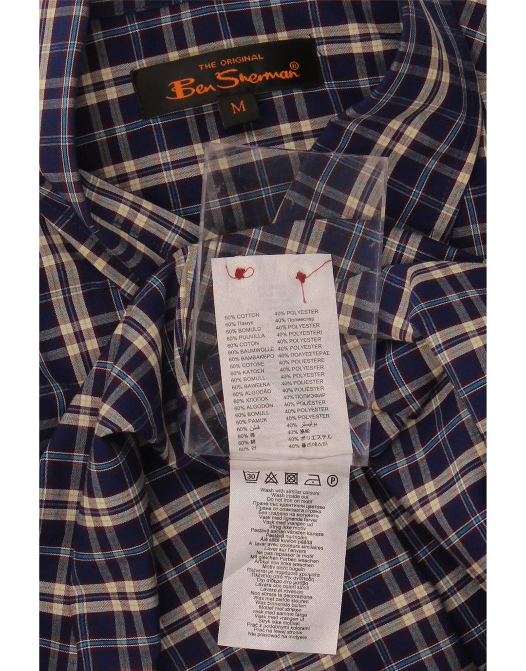 BEN SHERMAN Mens Shirt Medium Navy Blue Check Cotton Vintage Ben Sherman and Second-Hand Ben Sherman from Messina Hembry 