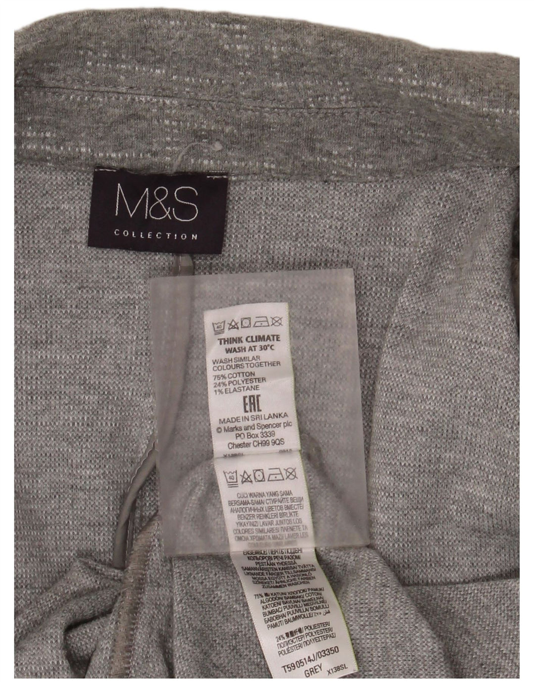 Marks & Spencer Damska marynarka z rękawami 3/4 i otwartymi, UK 20 2XL, szara bawełna
