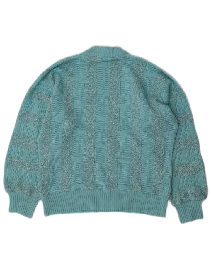 Sweter damski VINTAGE z golfem UK 14 w średnie niebieskie paski