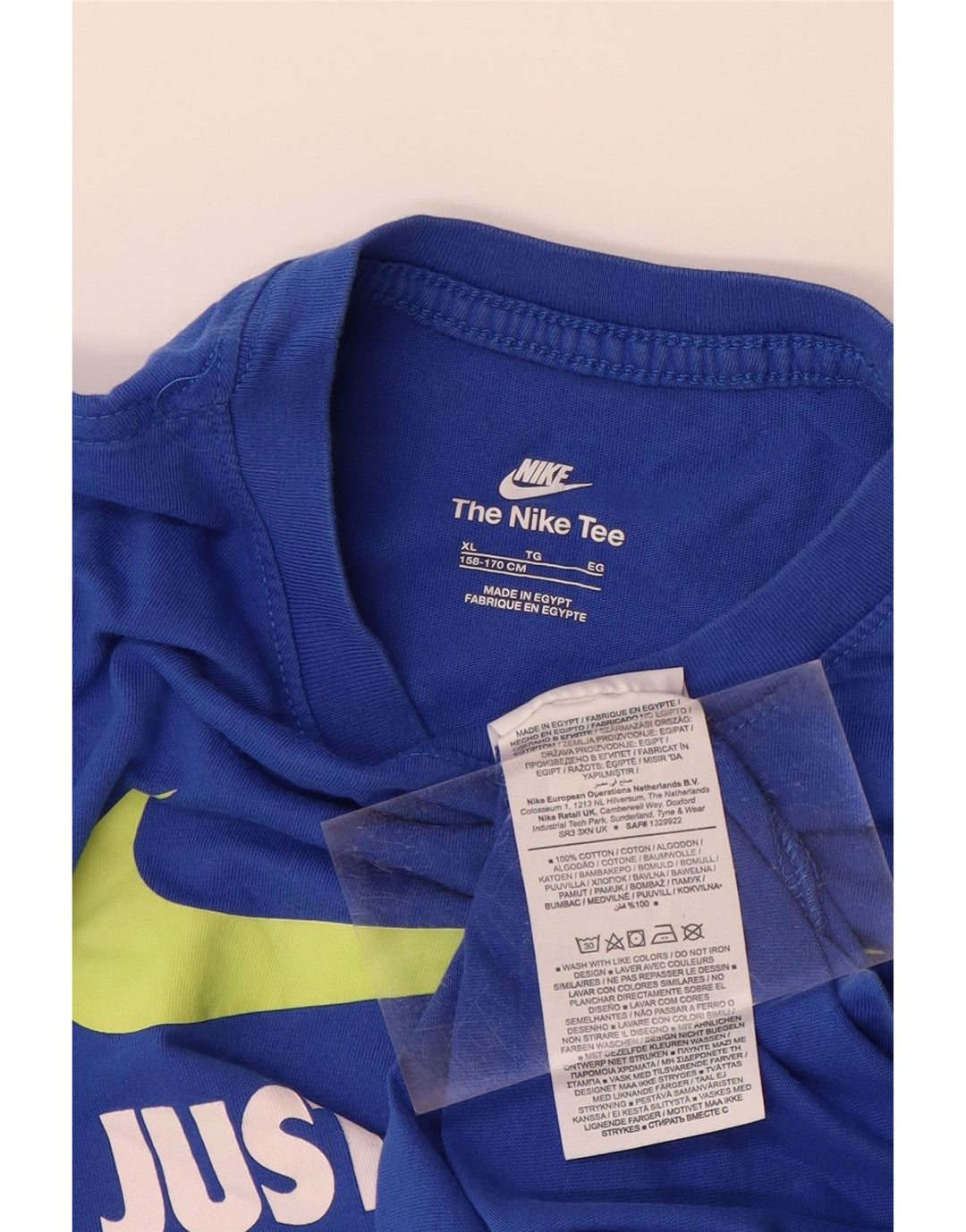 Chłopięcy T-shirt z grafiką NIKE, 13-14 lat, XL, niebieska, bawełniana